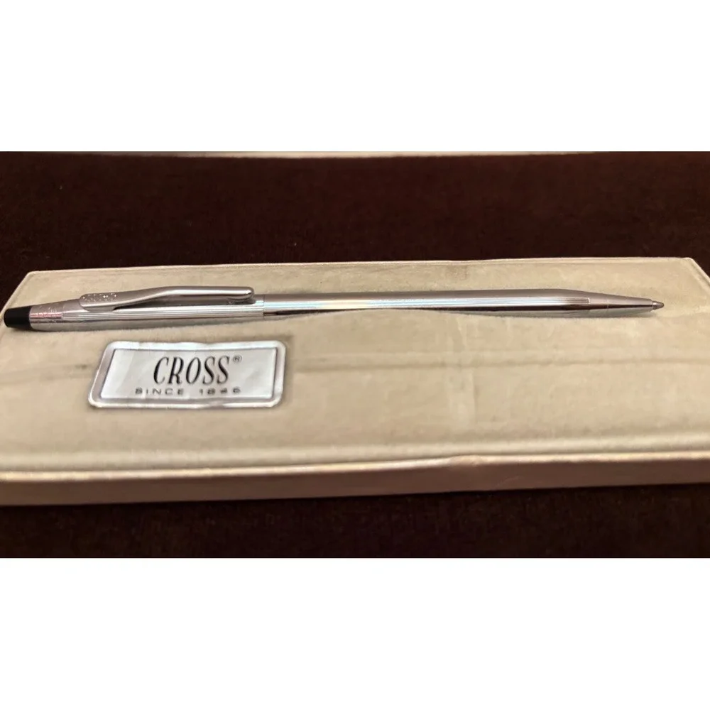 Cross Classic Century Ballpoint Pen Lustrous Chrome Silver Tone with Case